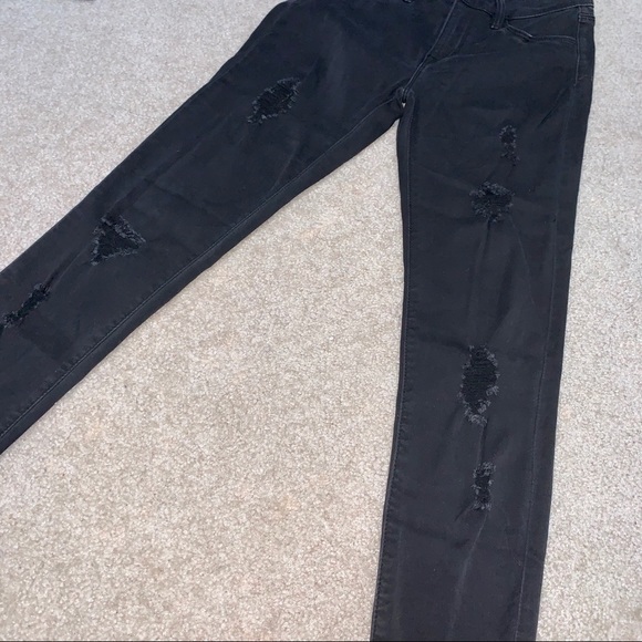 PACSUN Ripped Super Stretch Jeggings in Black - Picture 2 of 4